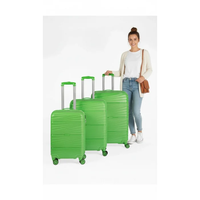 901 3lü Valiz Bavul Seti Yeşil - Darbelere Karşı Yüksek Koruma