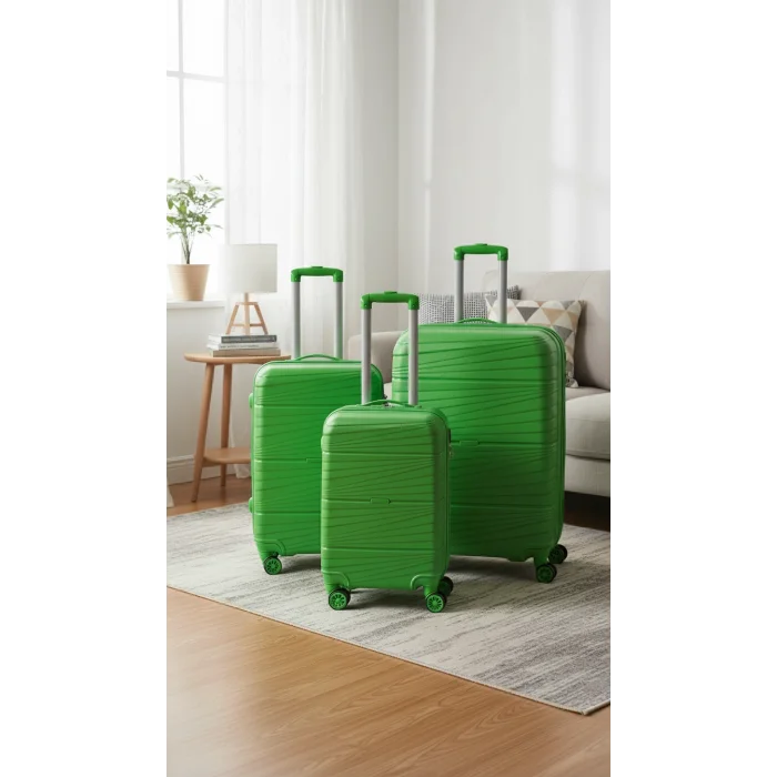 901 3lü Valiz Bavul Seti Yeşil - Darbelere Karşı Yüksek Koruma