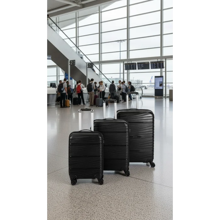 3’lü Valiz Bavul Seti Siyah – Darbelere Karşı Yüksek Koruma