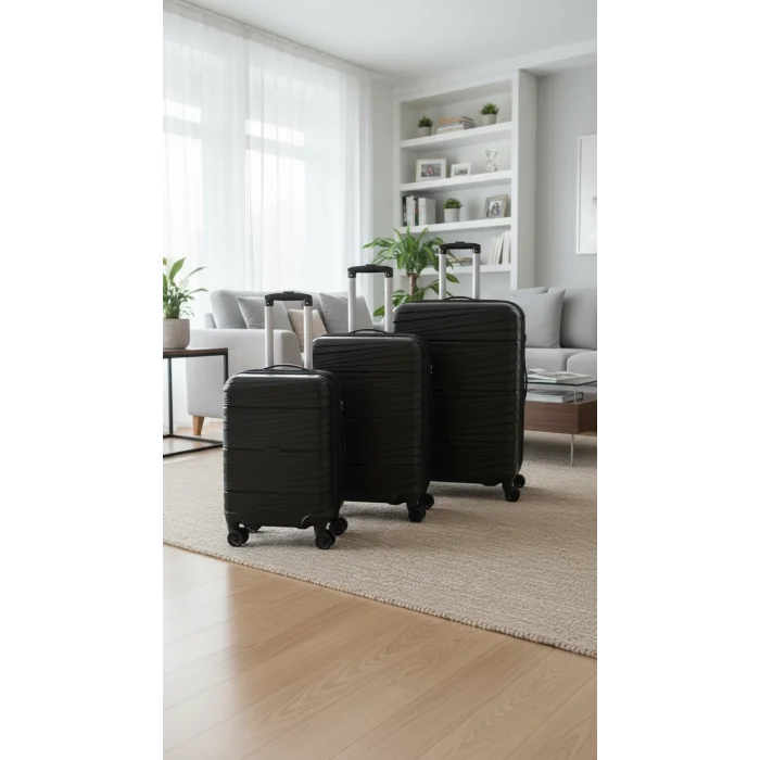 3’lü Valiz Bavul Seti Siyah – Darbelere Karşı Yüksek Koruma