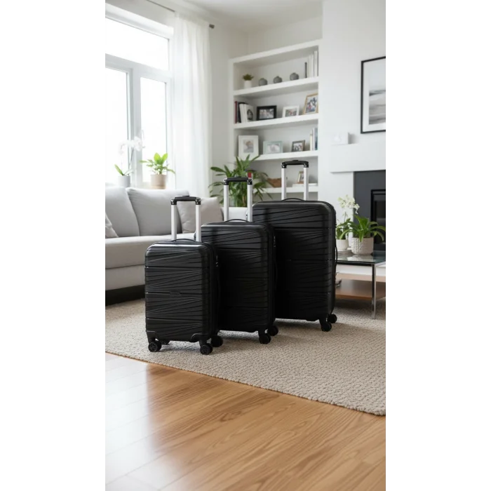 3’lü Valiz Bavul Seti Siyah – Darbelere Karşı Yüksek Koruma