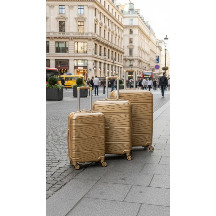 3’lü Valiz Bavul Seti Gold – Darbelere Karşı Yüksek Koruma