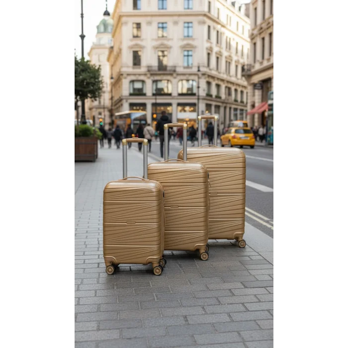 3’lü Valiz Bavul Seti Gold – Darbelere Karşı Yüksek Koruma