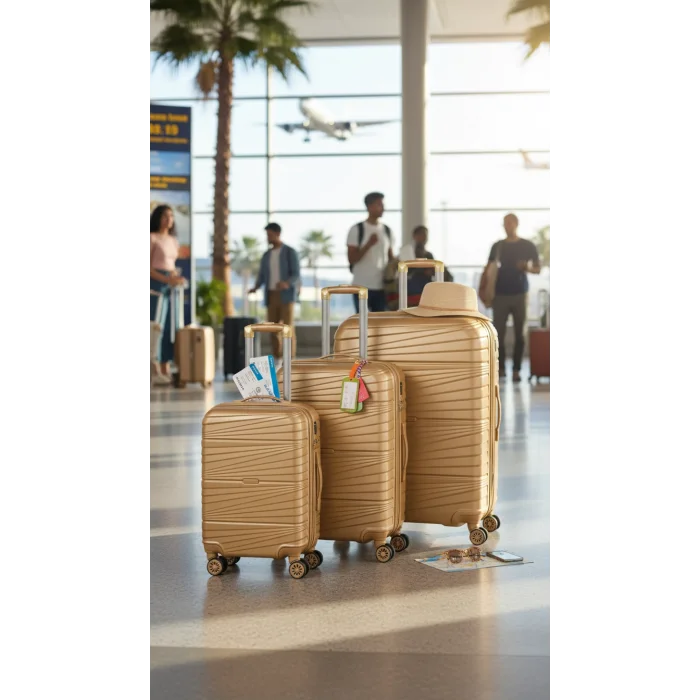 3’lü Valiz Bavul Seti Gold – Darbelere Karşı Yüksek Koruma