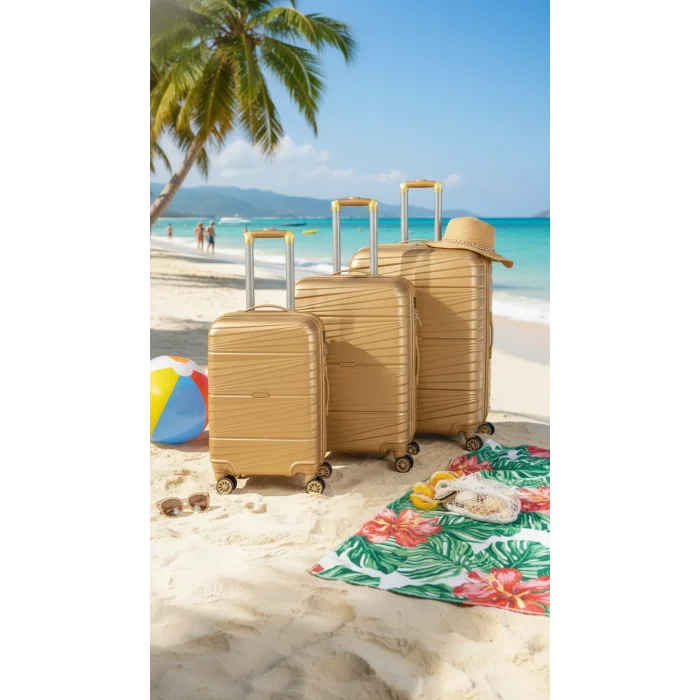 3’lü Valiz Bavul Seti Gold – Darbelere Karşı Yüksek Koruma