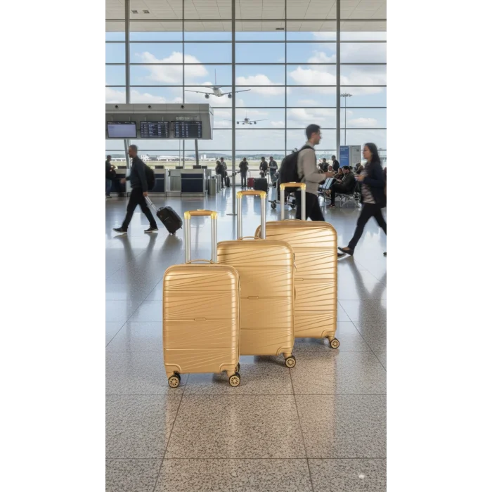 3’lü Valiz Bavul Seti Gold – Darbelere Karşı Yüksek Koruma