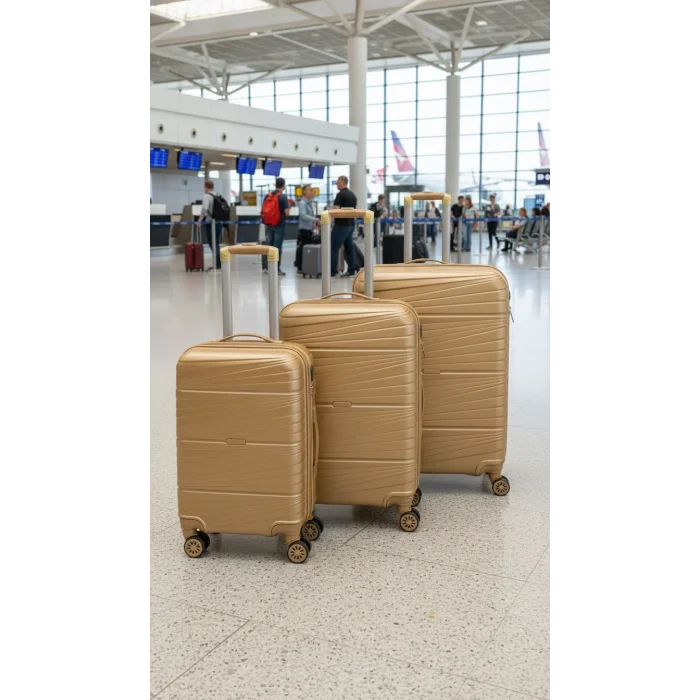 3’lü Valiz Bavul Seti Gold – Darbelere Karşı Yüksek Koruma