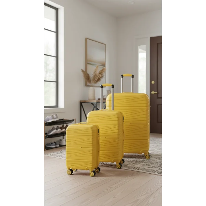 3’lü Valiz Bavul Seti Sarı – Darbelere Karşı Yüksek Koruma