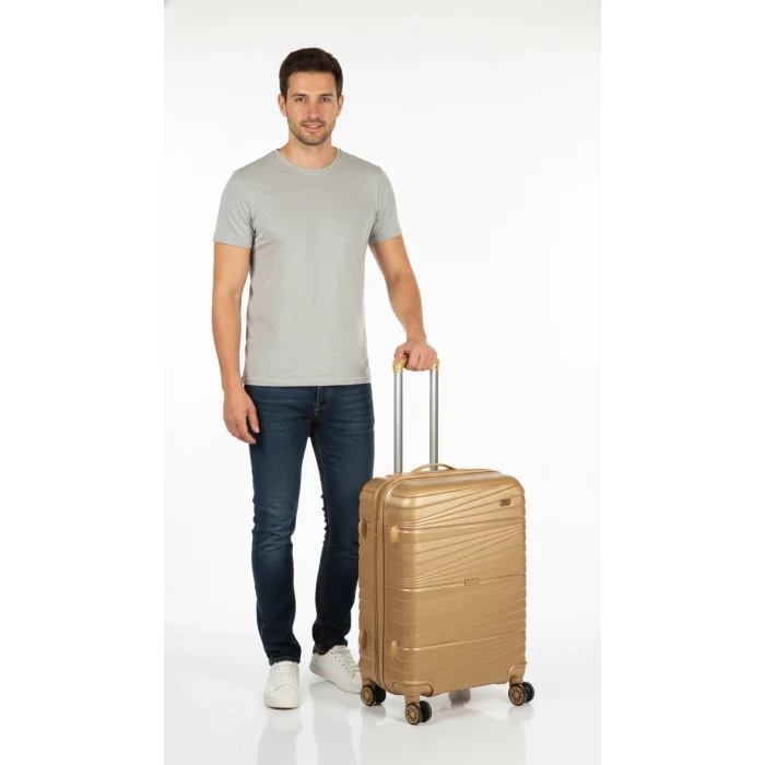 Premium Ultra Dayanıklı Kabin Boy Valiz - Gold | %100 Saf PP