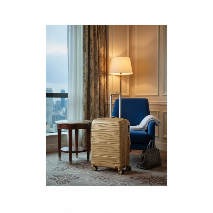Premium Ultra Dayanıklı Kabin Boy Valiz - Gold | %100 Saf PP