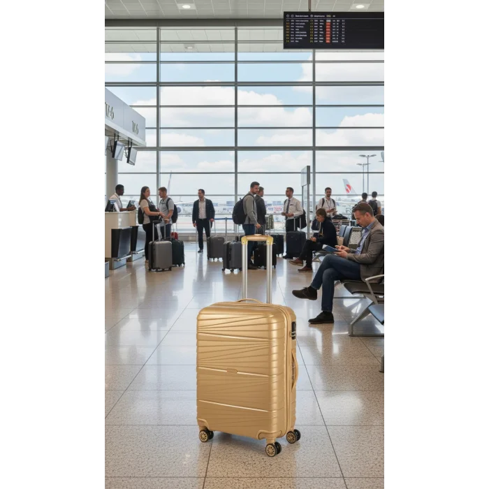 Premium Ultra Dayanıklı Kabin Boy Valiz - Gold | %100 Saf PP