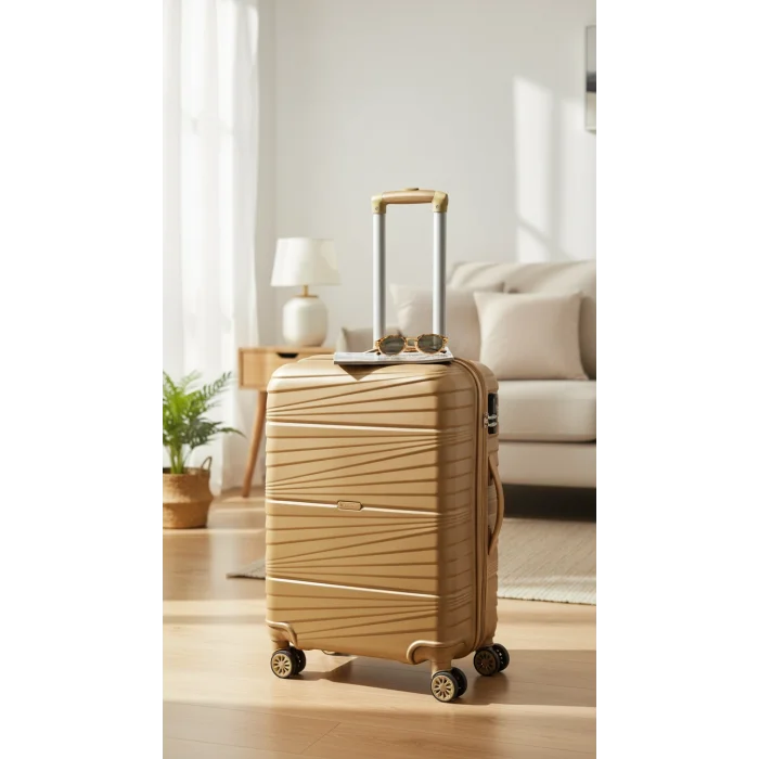 Premium Ultra Dayanıklı Kabin Boy Valiz - Gold | %100 Saf PP