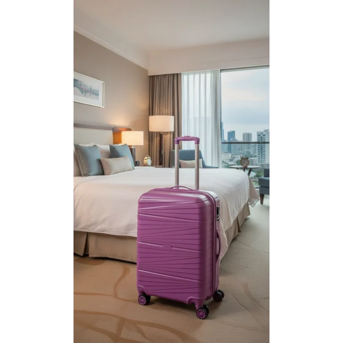 Premium Ultra Dayanıklı Kabin Boy Valiz - Mor | %100 Saf PP Kırılmaz