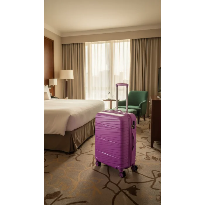 Premium Ultra Dayanıklı Kabin Boy Valiz - Mor | %100 Saf PP Kırılmaz