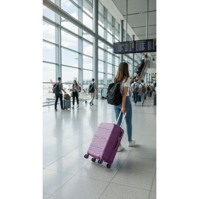 Premium Ultra Dayanıklı Kabin Boy Valiz - Mor | %100 Saf PP Kırılmaz