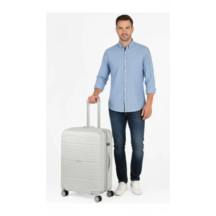 Premium Ultra Dayanıklı Orta Boy Valiz - Gri | %100 Saf PP