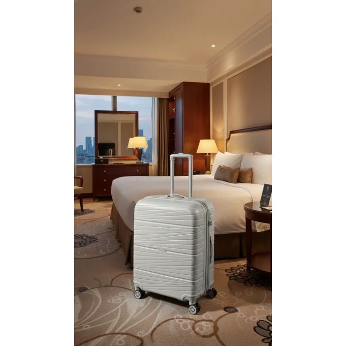 Premium Ultra Dayanıklı Büyük Boy Valiz - Gri | %100 Saf PP Kırılmaz