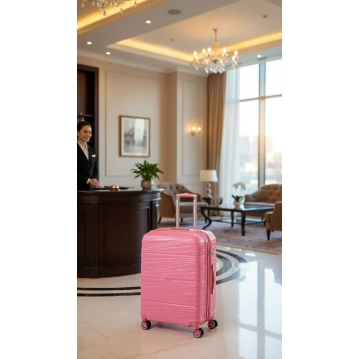 Premium Ultra Dayanıklı Kabin Boy Valiz - Pembe | %100 Saf PP Kırılmaz