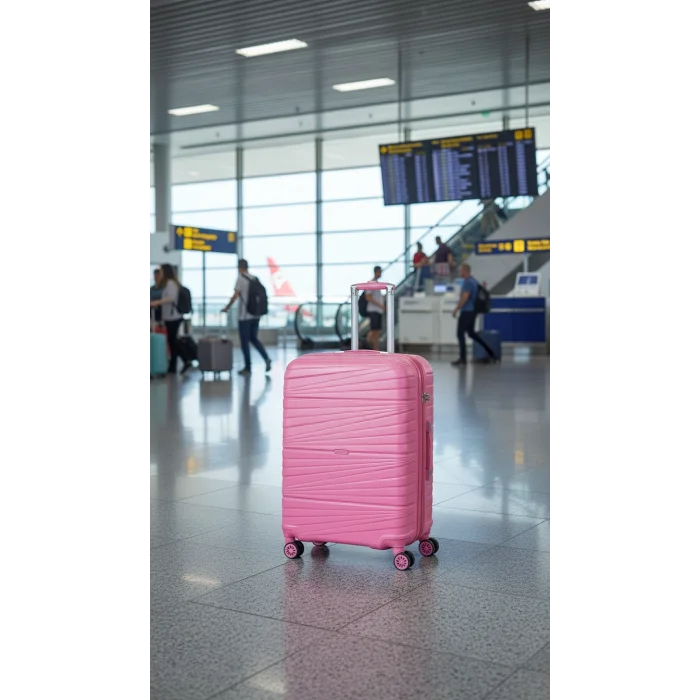 Premium Ultra Dayanıklı Büyük boy Valiz - Pembe| %100 Saf PP