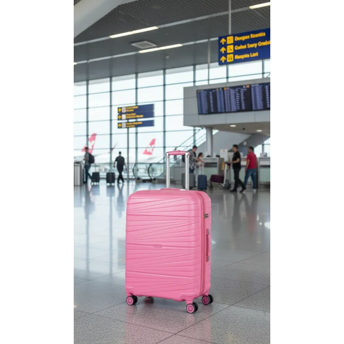 Premium Ultra Dayanıklı Büyük boy Valiz - Pembe| %100 Saf PP
