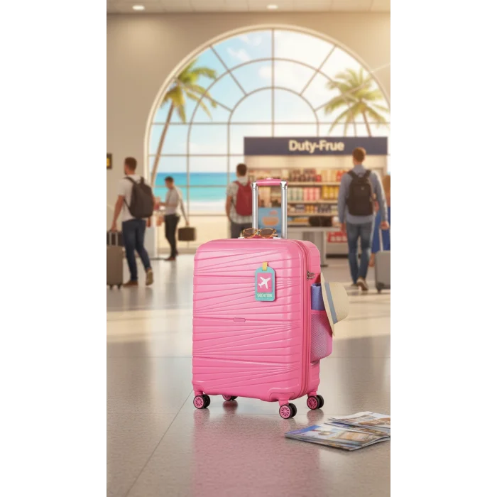 Premium Ultra Dayanıklı Büyük boy Valiz - Pembe| %100 Saf PP