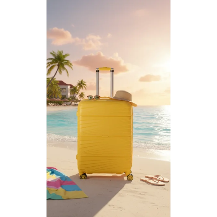 Premium Ultra Dayanıklı Büyük Boy Valiz - Sarı | %100 Saf PP Kırılmaz