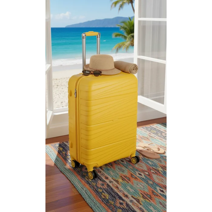 Premium Ultra Dayanıklı Büyük Boy Valiz - Sarı | %100 Saf PP Kırılmaz