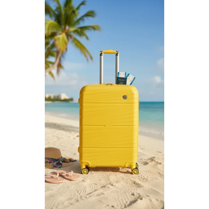 Premium Ultra Dayanıklı Büyük Boy Valiz - Sarı | %100 Saf PP Kırılmaz