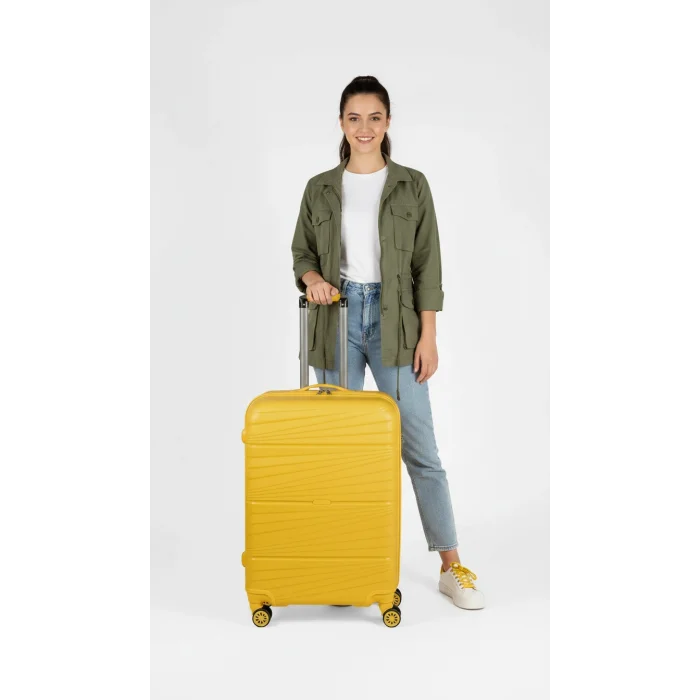 Premium Ultra Dayanıklı Büyük Boy Valiz - Sarı | %100 Saf PP Kırılmaz