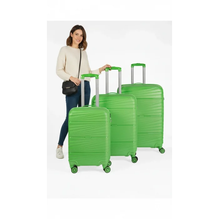LuxeGreen 3lü Valiz Seti – Ultra Dayanıklı 360° Tekerlekli