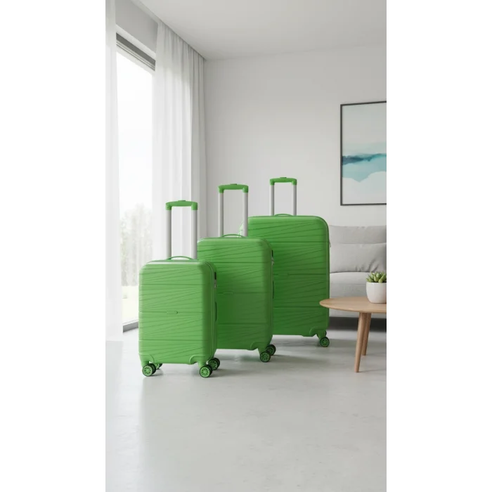 LuxeGreen 3lü Valiz Seti – Ultra Dayanıklı 360° Tekerlekli