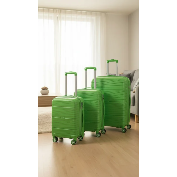 LuxeGreen 3lü Valiz Seti – Ultra Dayanıklı 360° Tekerlekli