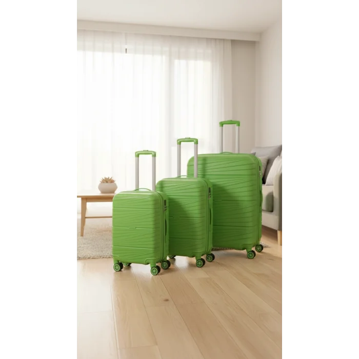 LuxeGreen 3lü Valiz Seti – Ultra Dayanıklı 360° Tekerlekli
