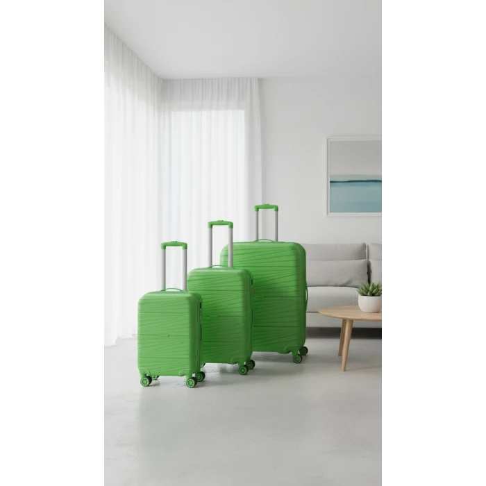 LuxeGreen 3lü Valiz Seti – Ultra Dayanıklı 360° Tekerlekli