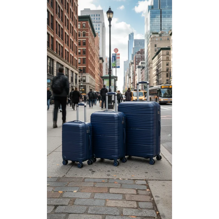 3’lü Valiz Bavul Seti Lacivert – Darbelere Karşı Yüksek Koruma
