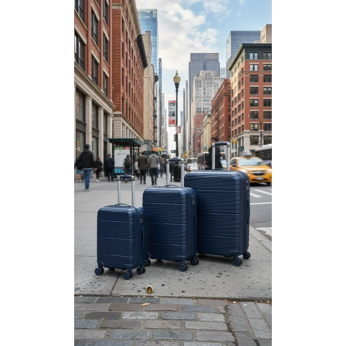 3’lü Valiz Bavul Seti Lacivert – Darbelere Karşı Yüksek Koruma