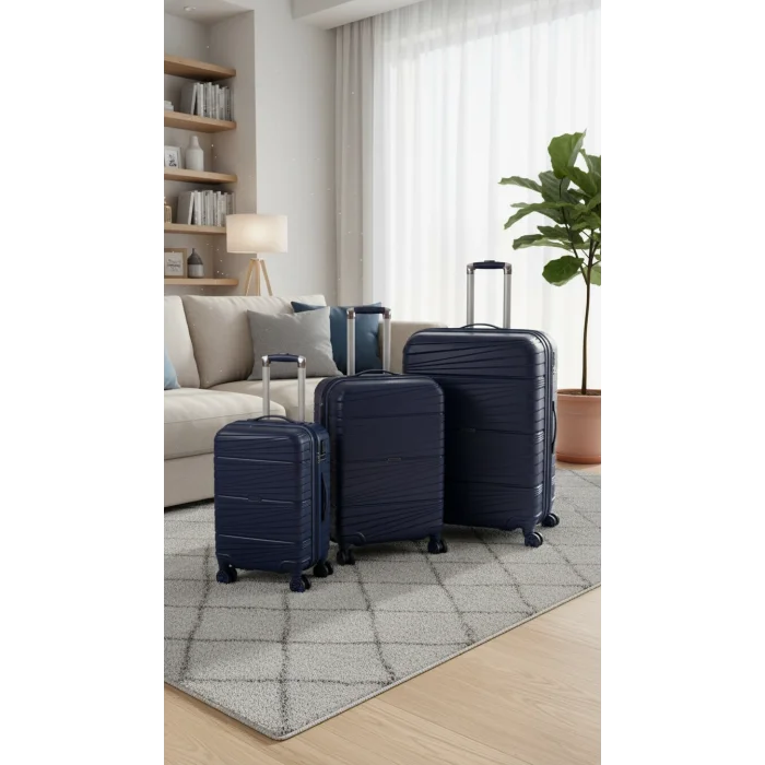 3’lü Valiz Bavul Seti Lacivert – Darbelere Karşı Yüksek Koruma
