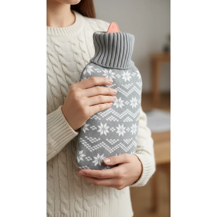 Lüks Örgü Kılıflı Sıcak Su Torbası - 1.8 Litre Kapasiteli