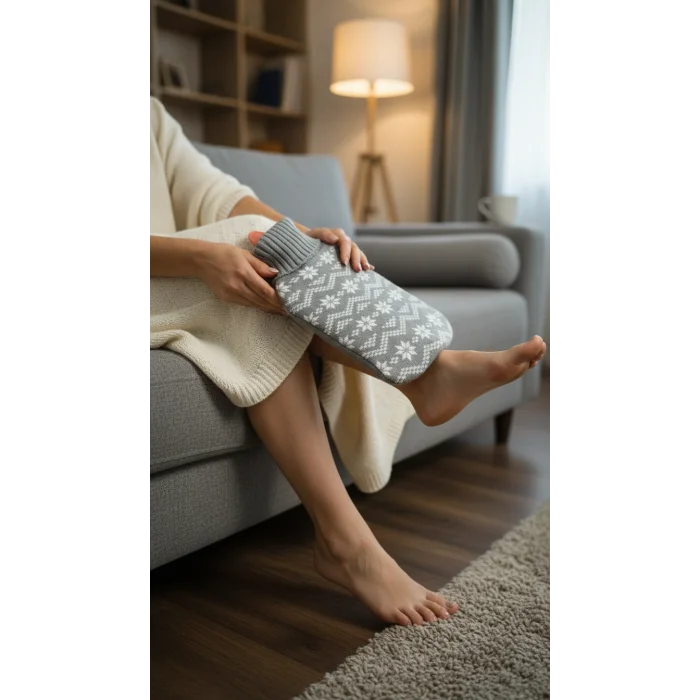 Lüks Örgü Kılıflı Sıcak Su Torbası - 1.8 Litre Kapasiteli