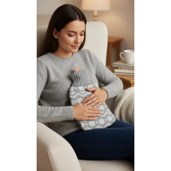 Lüks Örgü Kılıflı Sıcak Su Torbası - 1.8 Litre Kapasiteli