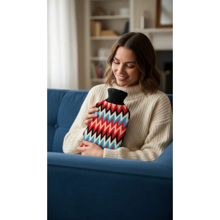 Tam Kılıflı Sıcak Su Torbası 1.8L - Örgü Kılıflı Termofor