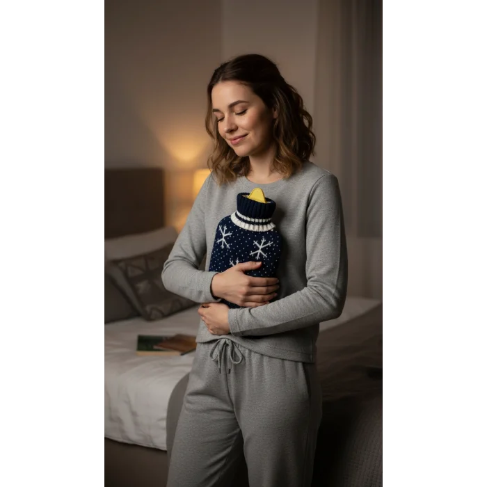 Tam Kılıflı Sıcak Su Torbası 1.8L - Örgü Kılıflı Termofor