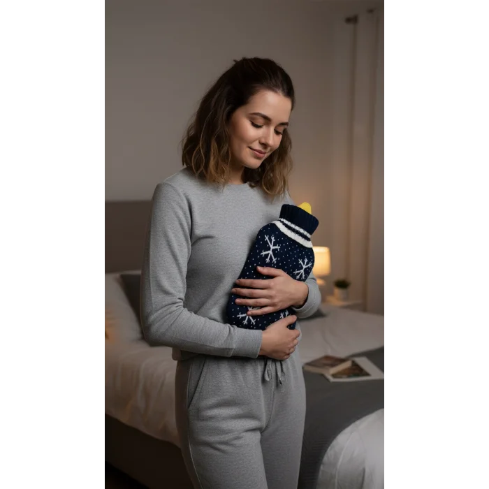 Tam Kılıflı Sıcak Su Torbası 1.8L - Örgü Kılıflı Termofor