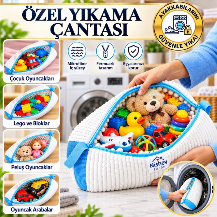Özel Tasarım Ayakkabı ve Hassas Eşya Yıkama File Çantası- Mikrofiber Fermuarlı Koruyucu Yıkama Filesi