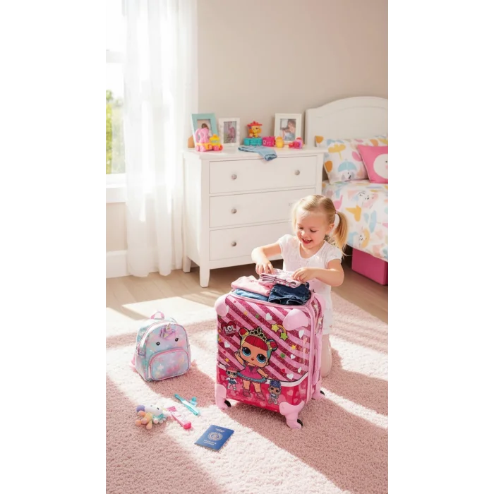 Lol Premium ABS Pembe Tekerlekli Bebek Valizi