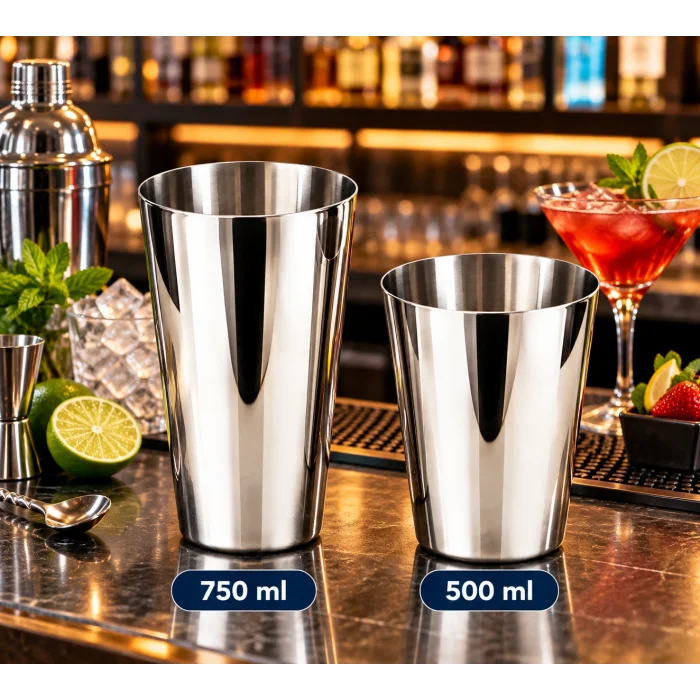 Paslanmaz Çelik Kokteyl Shaker Seti (750 ml + 500 ml)