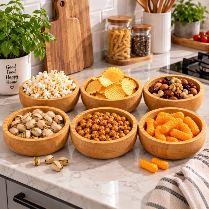 Prestij Bambu Çerezlik Seti – 6 Parça, 8 cm, Modern ve Dayanıklı