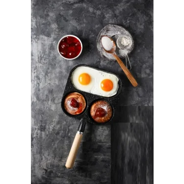 Döküm 3 Bölmeli Omlet Tavası - Krep Tavası