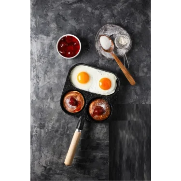 Nišhev Premium 3 Bölmeli Döküm Pankek & Omlet Tava – 19x19 cm