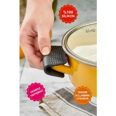 Yanmaz Yapışmaz Silikon Tencere Tutacağı Silikon Kulp Tutacak - 1 Adet Çift